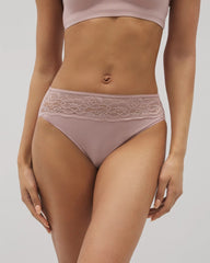 Cotton Blend High-Leg Panty with Lace - ADOBE ROSE | Soma Women