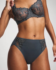 High-Leg Brief Panty with Sensuous Lace - PETROL W GREEN MIST | Soma Women