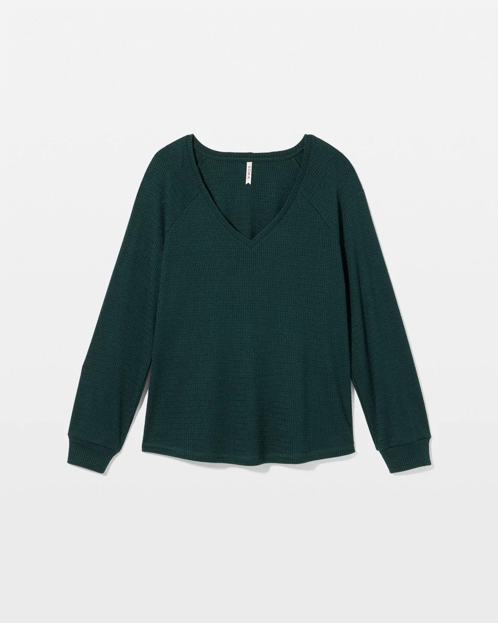 Cozy Waffle Long Sleeve V-Neck Pajama Top - GREEN JOLIE | Soma Women