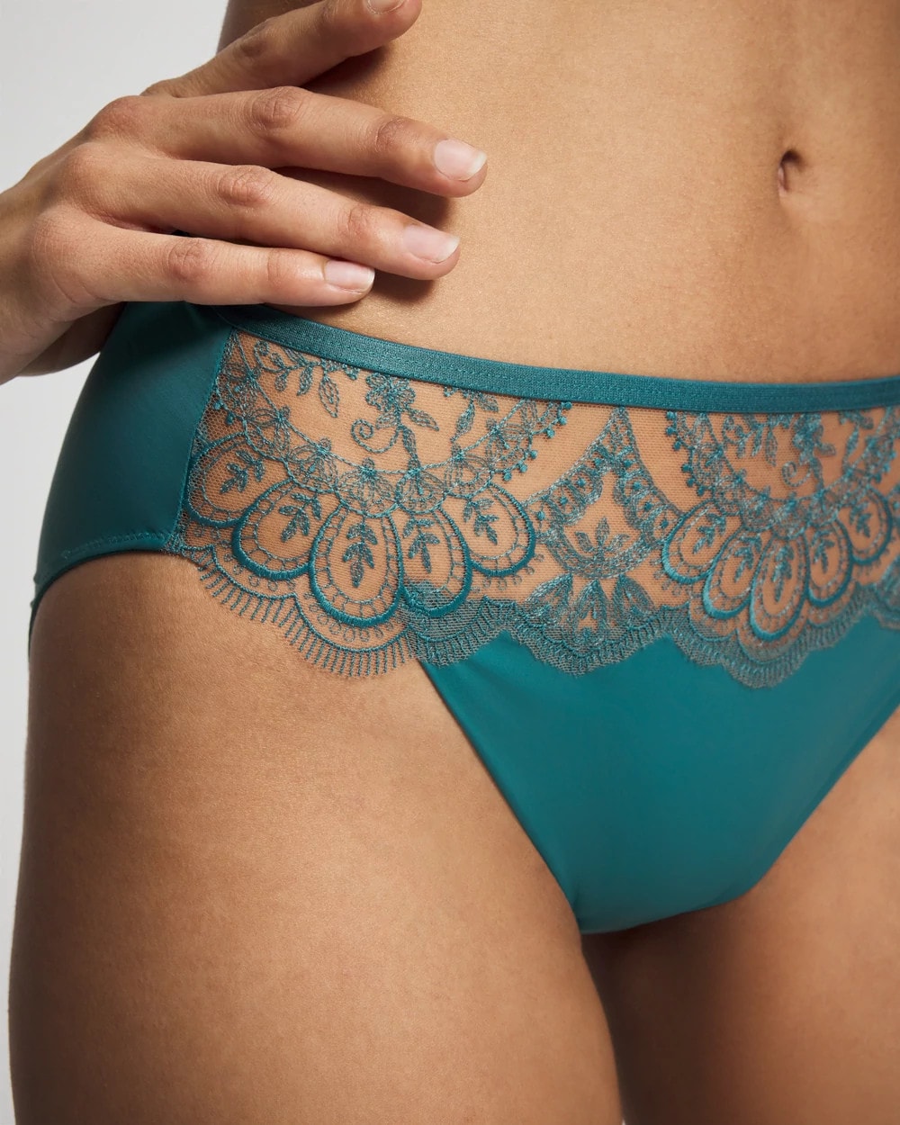 Tattoo Lace Embroidered High Leg Panty - CERULEAN TEAL | Soma Women