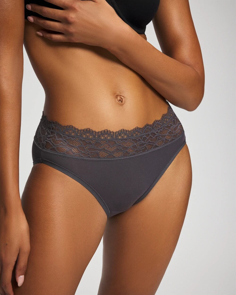 High-Leg Panty with Enchanting Lace - GRAY INK | Soma Women