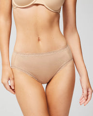Cotton High-Leg Brief Panty with Lace Trim - WARM AMBER | Soma Women
