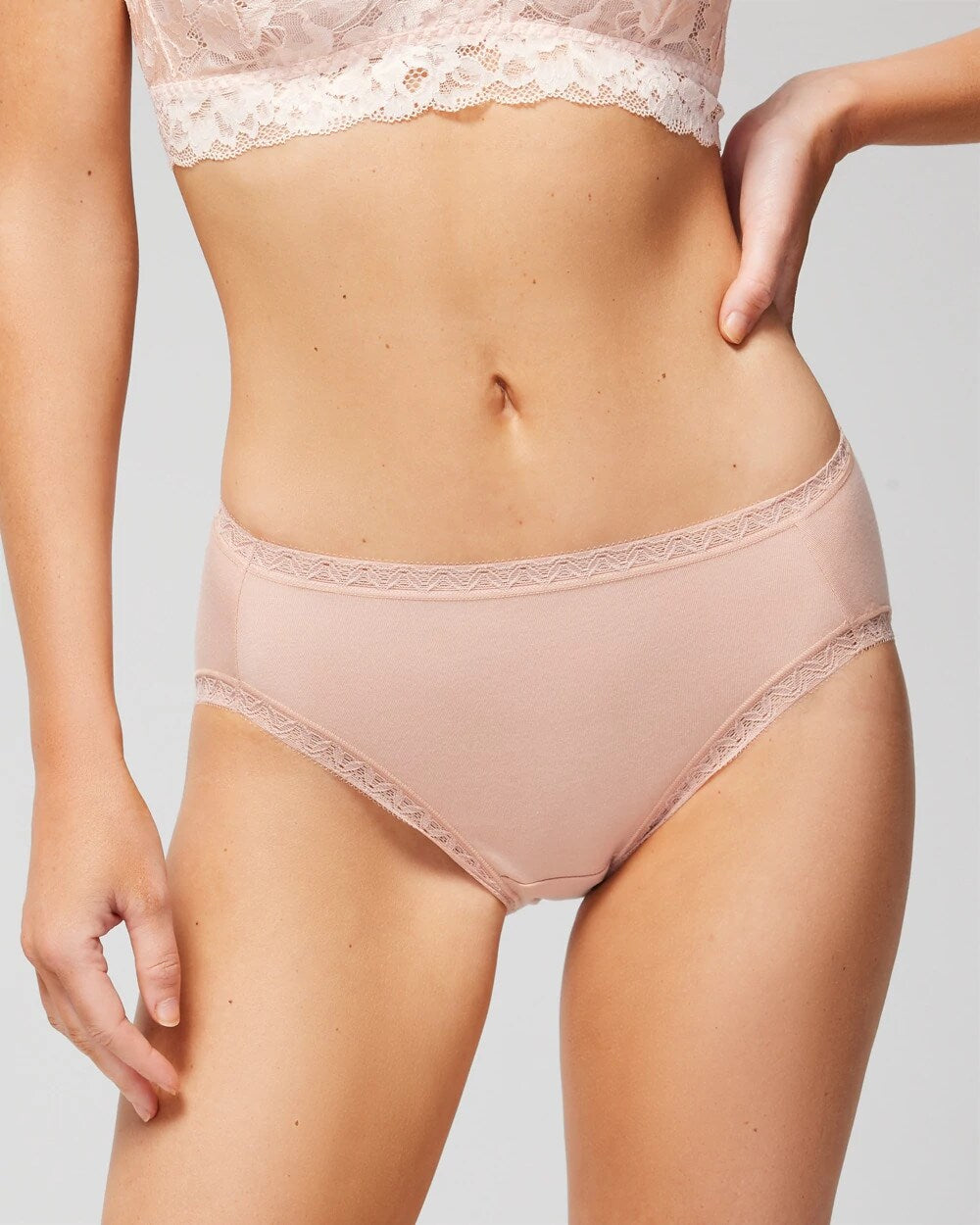 Cotton High-Leg Brief Panty with Lace Trim - HUSH | Soma Women