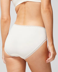 Cotton High-Leg Brief Panty with Lace Trim - IVORY | Soma Women