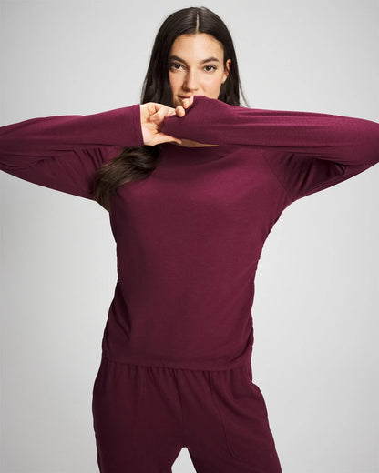 Ruched Long Sleeve Pajama Tee - VELVET PLUM | Soma Women