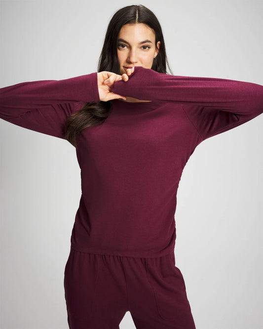 Ruched Long Sleeve Pajama Tee - VELVET PLUM | Soma Women