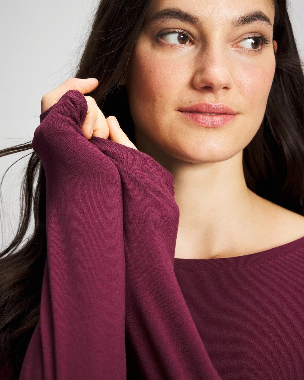 Ruched Long Sleeve Pajama Tee - VELVET PLUM | Soma Women