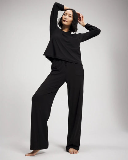 Most Loved Cotton Long Sleeve Pajama Tee - BLACK | Soma Women