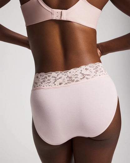 Embraceable High-Leg Brief Panty with Super Soft Signature Lace - PRETTY PINK GOLD FOIL | Soma Women