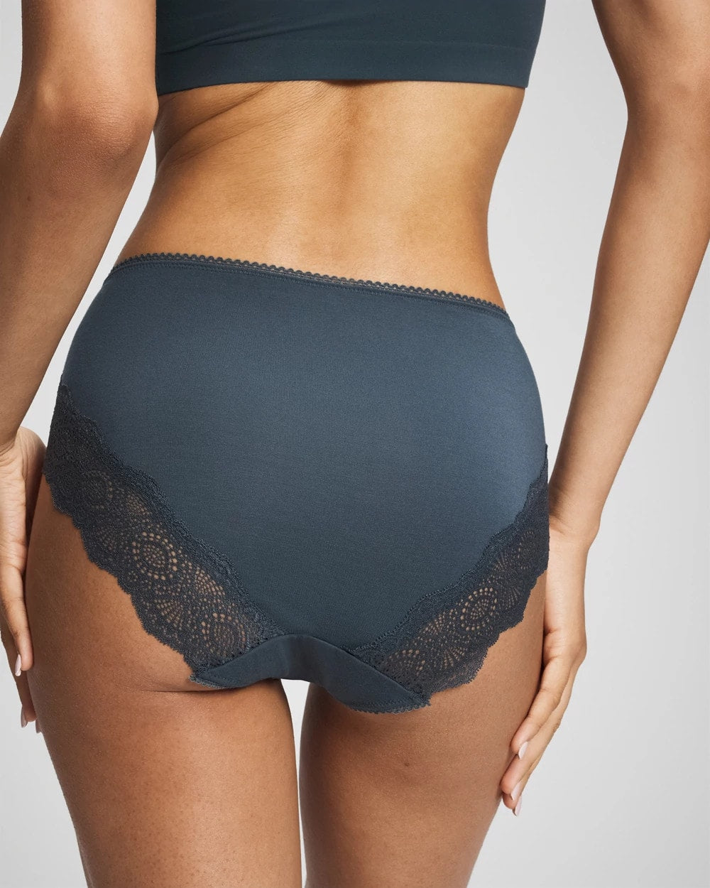 Embraceable High-Leg Panty with Crochet Lace - PETROL | Soma Women