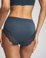 Embraceable High-Leg Panty with Crochet Lace - PETROL | Soma Women