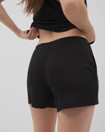 Lightweight Rib Knit Pajama Shorts - BLACK | Soma Women