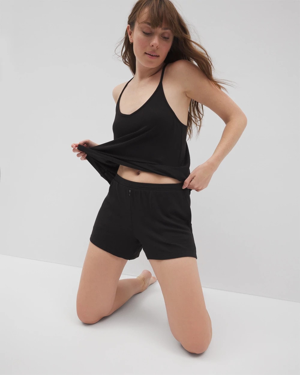 Lightweight Rib Knit Pajama Shorts - BLACK | Soma Women