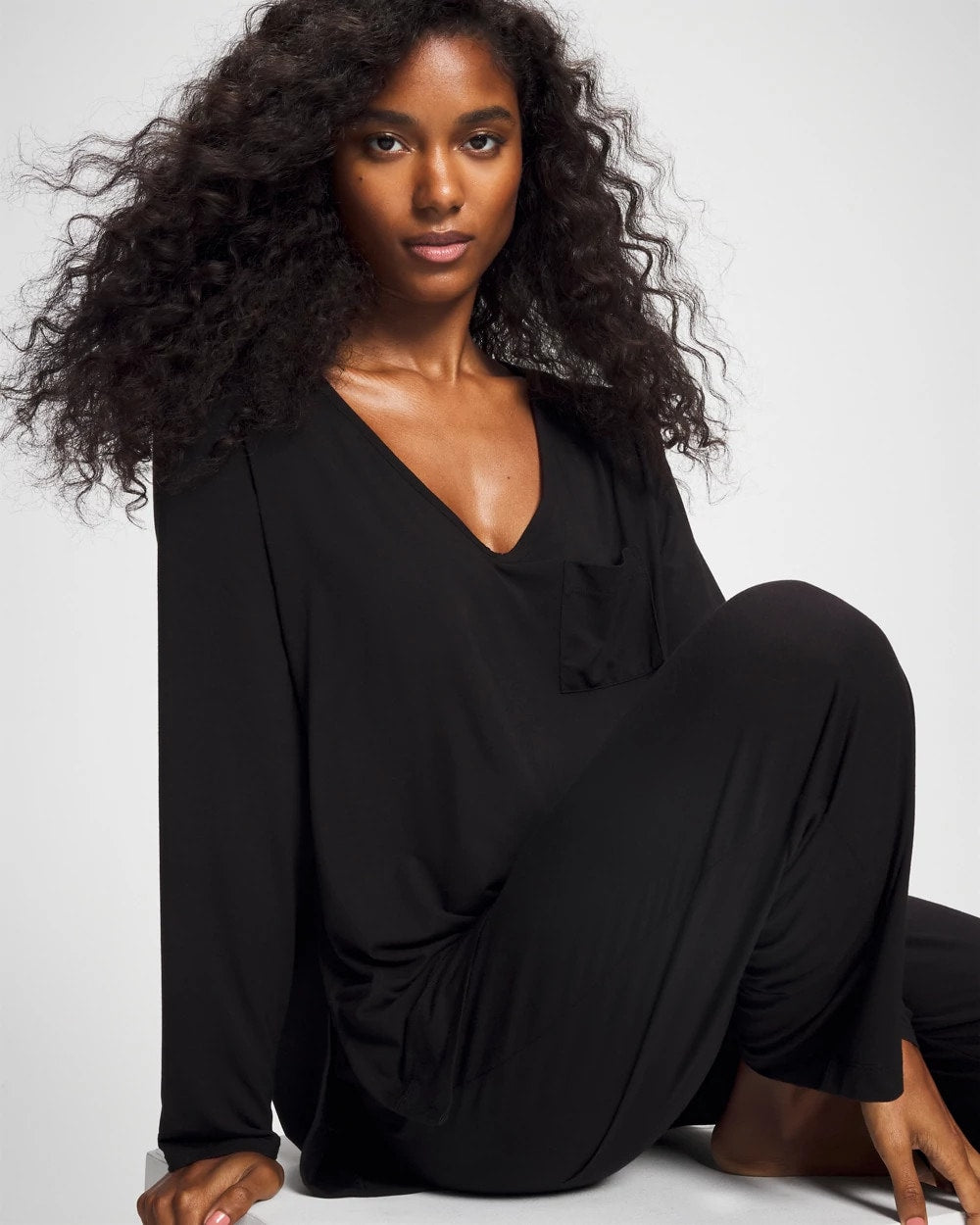 Long Sleeve Pajama Tee - BLACK | Soma Women