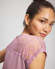 Short Sleeve Lace Pajama Tee - LILAC WINE | Soma Women