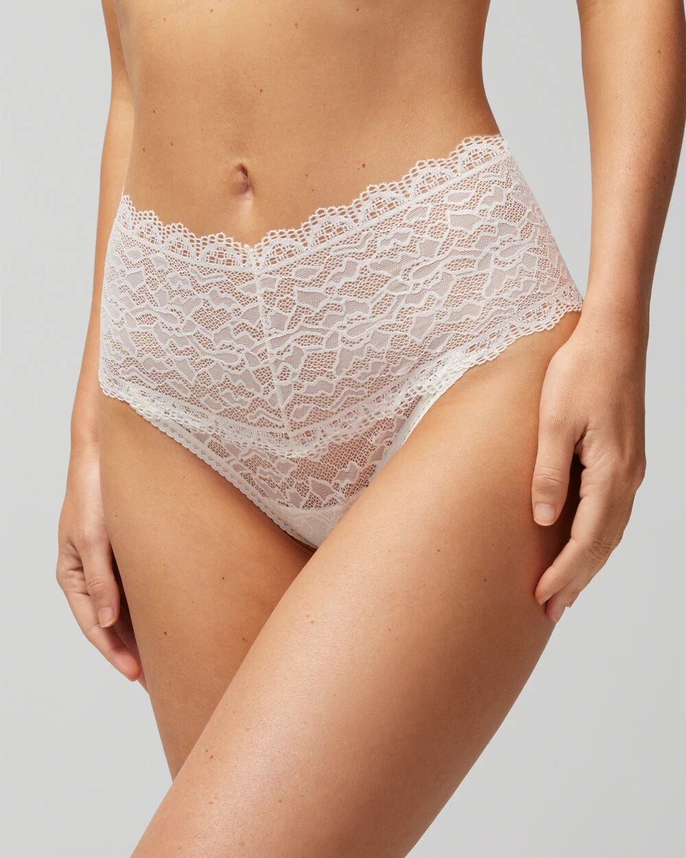 High-Waist Thong Panty with Enchanting Lace - IVORY | Soma Women