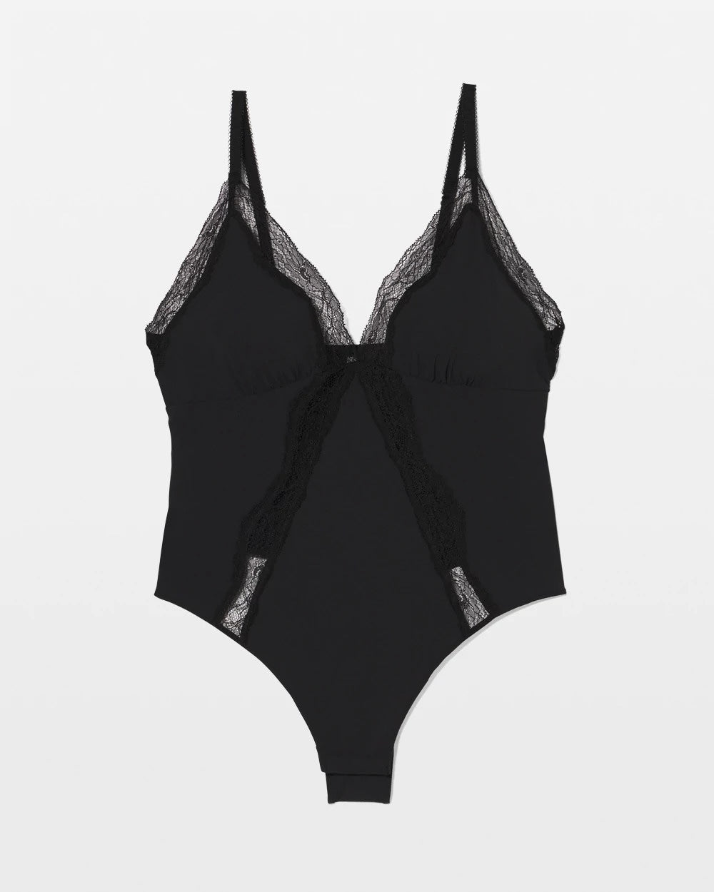 Stretch Crepe Lace Bodysuit - BLACK | Soma Women