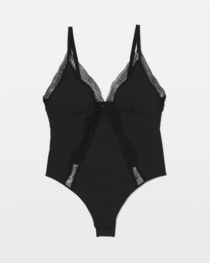 Stretch Crepe Lace Bodysuit - BLACK | Soma Women
