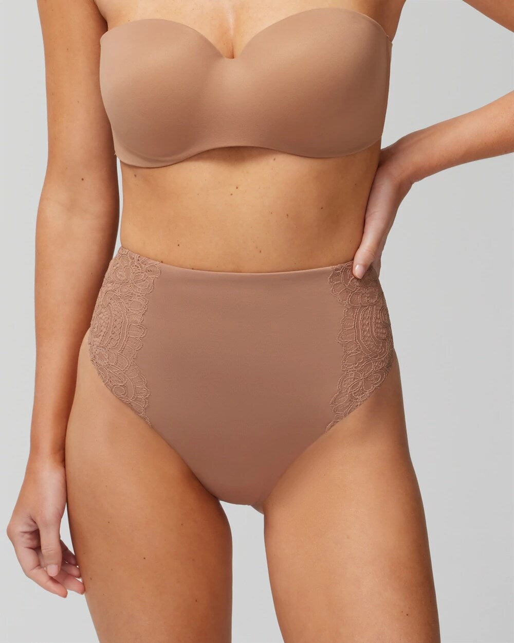 High-Waist Thong Panty With Lace - WARM SIENNA | Soma Women