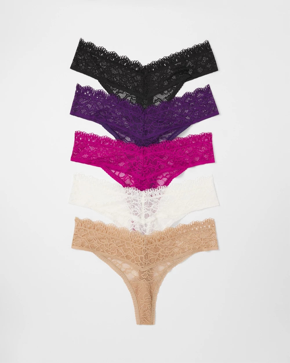 Thong Panty with Enchanting Lace 5 Pack - MAJESTIC PURPLE MULTIPACK | Soma Women