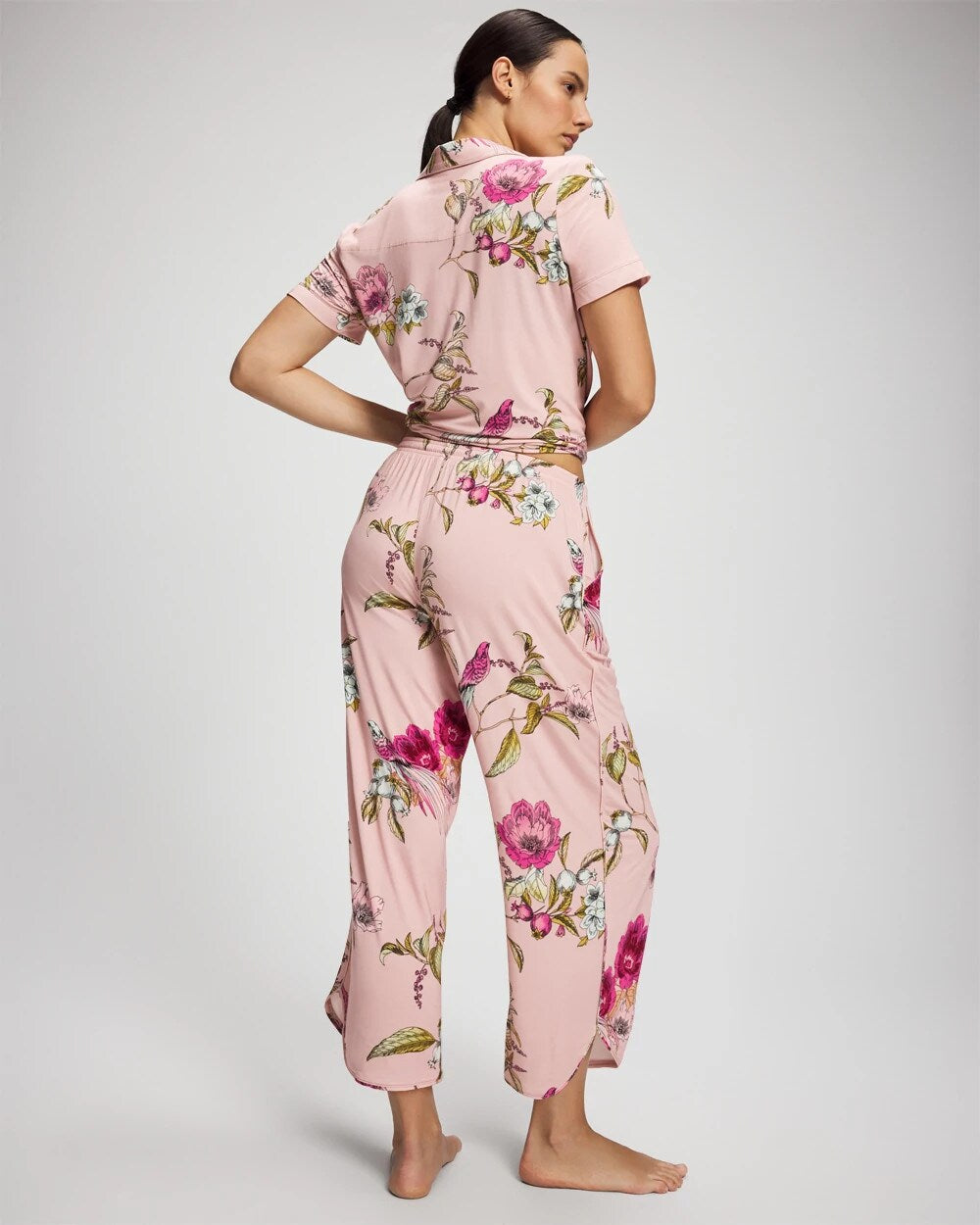 Piped Crop Pajama Pant - FEATHERED FANCY PINK | Soma Women