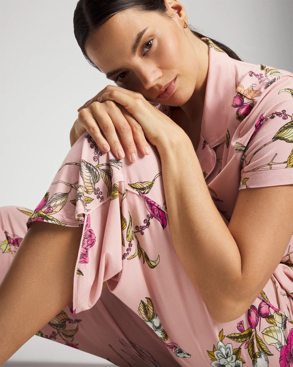 Piped Crop Pajama Pant - FEATHERED FANCY PINK | Soma Women