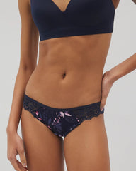 Bikini Panty with Enchanting Lace - BLOOM BRIGHTLY MINI NAVY | Soma Women