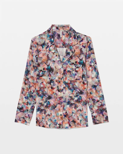 Long-Sleeve Notch Collar Pajama Top - PETAL MOSAIC PETROL | Soma Women