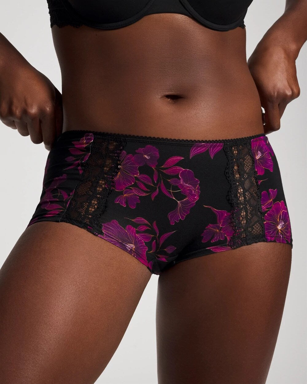Lace Boyshort Panty - GILDED BLOOMS MAGENTA M | Soma Women