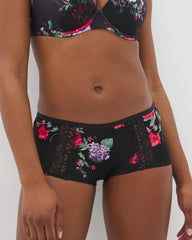 Boyshort Panty with Enchanting Lace - RHAPSODY FLORA MINI BLACK | Soma Women