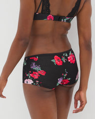 Boyshort Panty with Enchanting Lace - RHAPSODY FLORA MINI BLACK | Soma Women