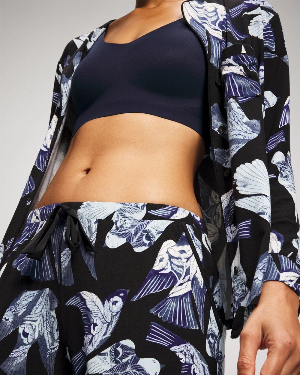 Satin Trim Pajama Pant - WHIMSICAL WINGS BLK MID | Soma Women