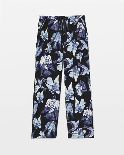 Satin Trim Pajama Pant - WHIMSICAL WINGS BLK MID | Soma Women