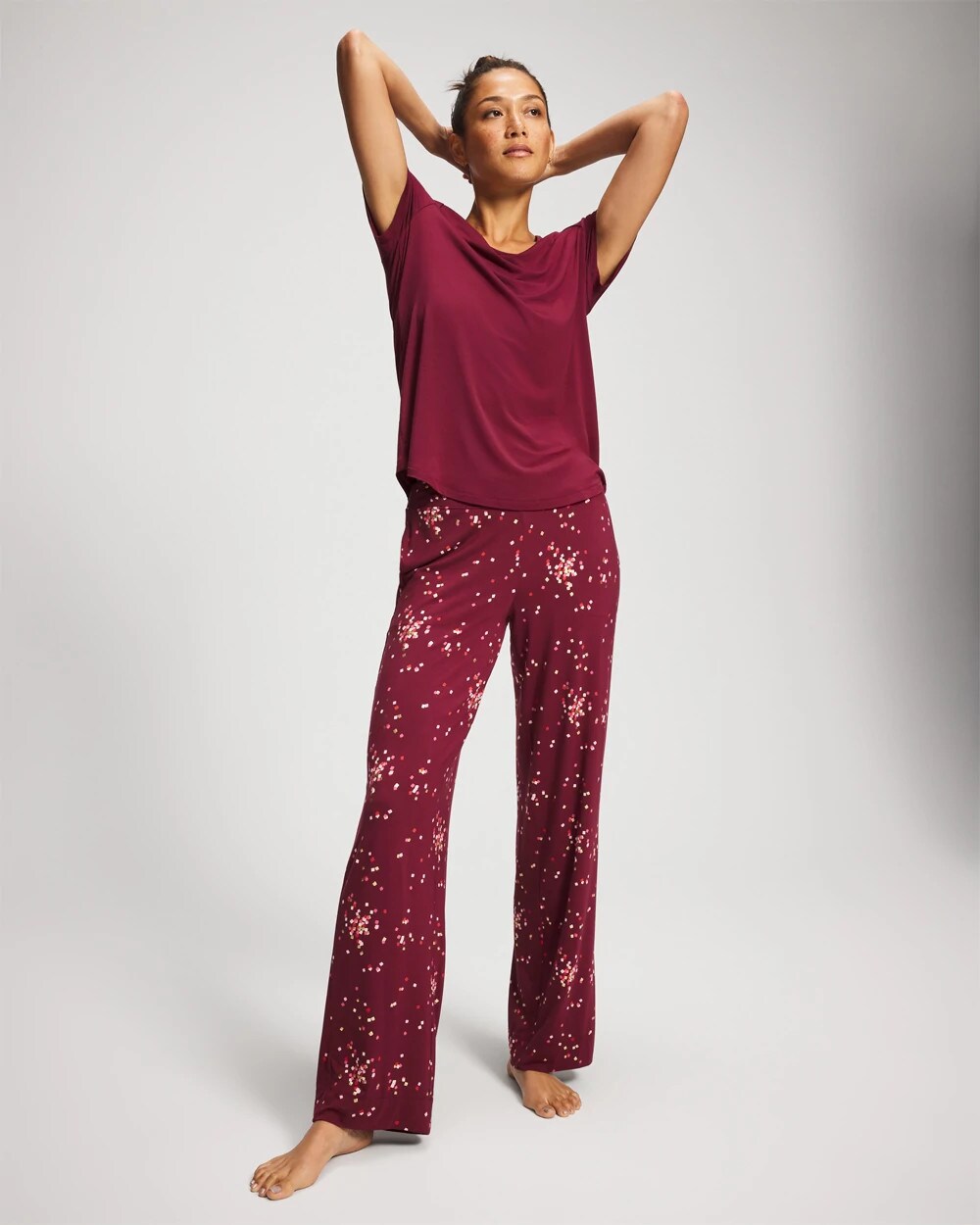 Packaged Short-Sleeve Pant Pajama Set - SCATTERED SQUARES VP/FOIL | Soma Women