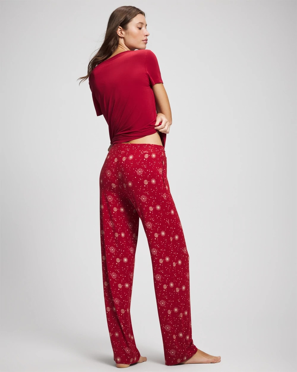 Packaged Short-Sleeve Pant Pajama Set - FIRST NIGHT RED/FOIL | Soma Women