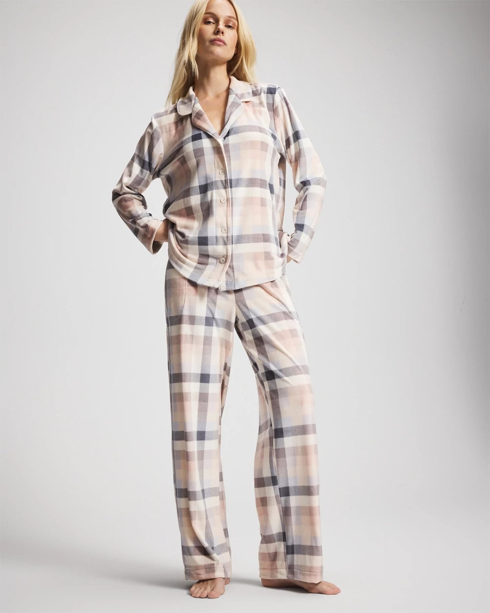 Long Sleeve Pajama Set - PRISM PLAID GRAY | Soma Women