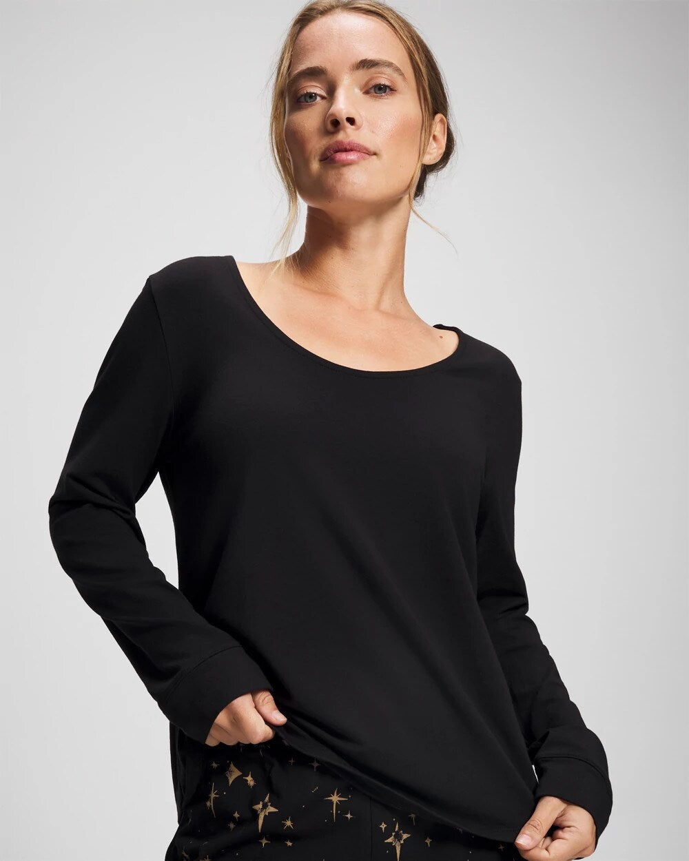 Long Sleeve Pajama Top - BLACK | Soma Women