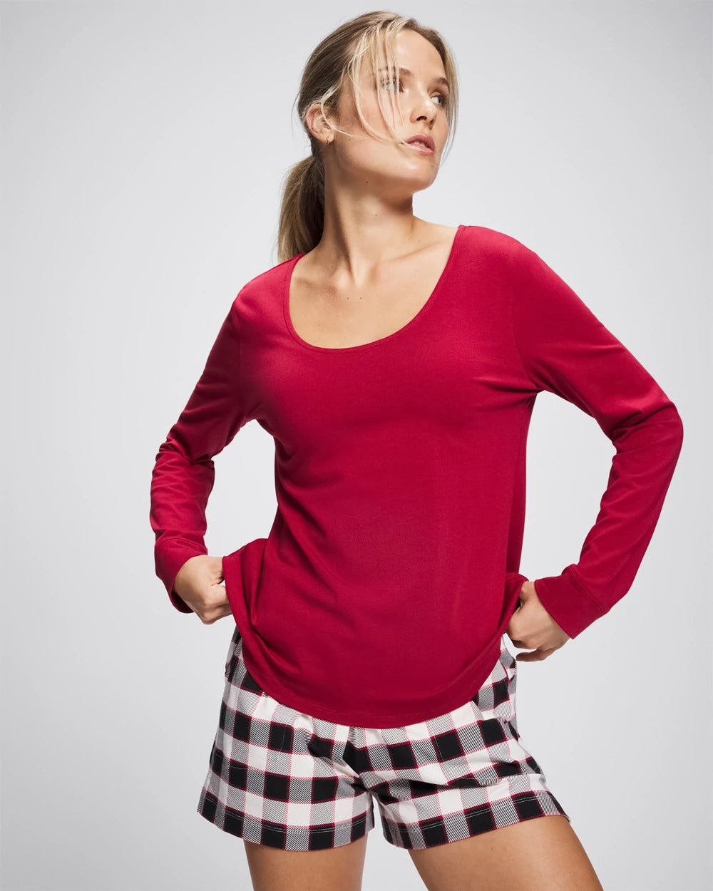 Long Sleeve Pajama Top - PAINT THE TOWN RED | Soma Women