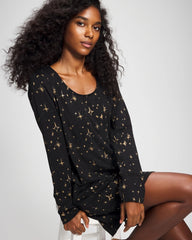 Long-Sleeve Sleepshirt - STELLAR SCENE BLACK/FOIL | Soma Women