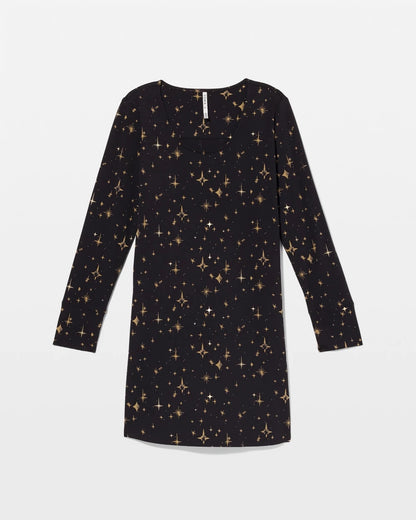 Long-Sleeve Sleepshirt - STELLAR SCENE BLACK/FOIL | Soma Women