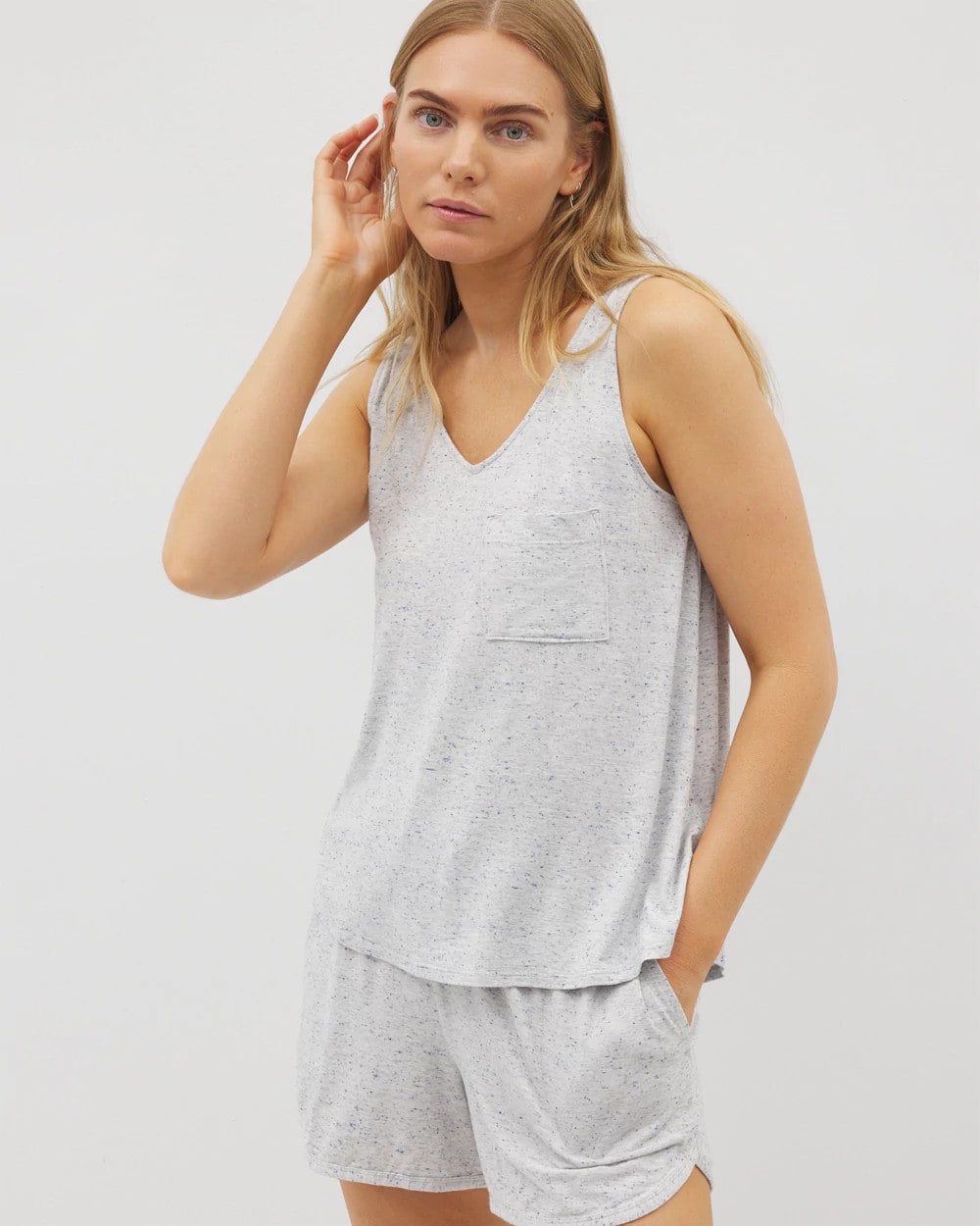 Slub V-Neck Pajama Tank - BLUE SLUB | Soma Women
