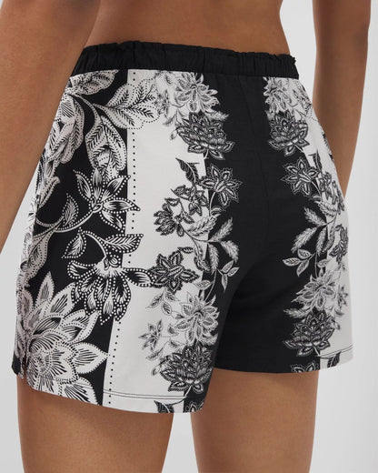 Pajama Shorts - STAMPED FLORAL SCARF BLK | Soma Women