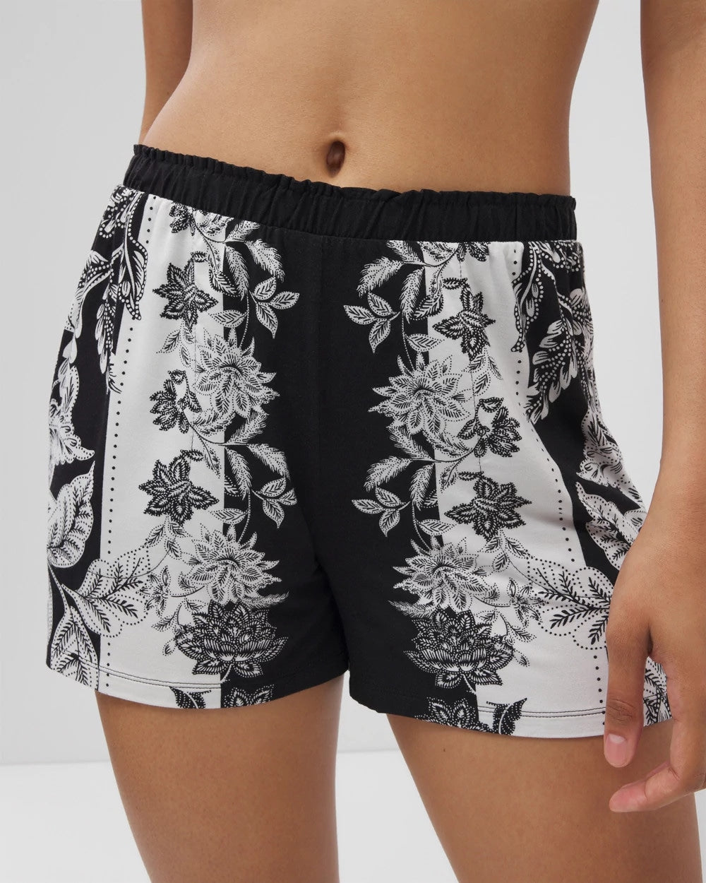 Pajama Shorts - STAMPED FLORAL SCARF BLK | Soma Women