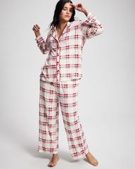 Cool Nights Long Sleeve Notch Collar with Piped Placket Pajama Top - TARTAN TEXTILE CHAMP | Soma Women