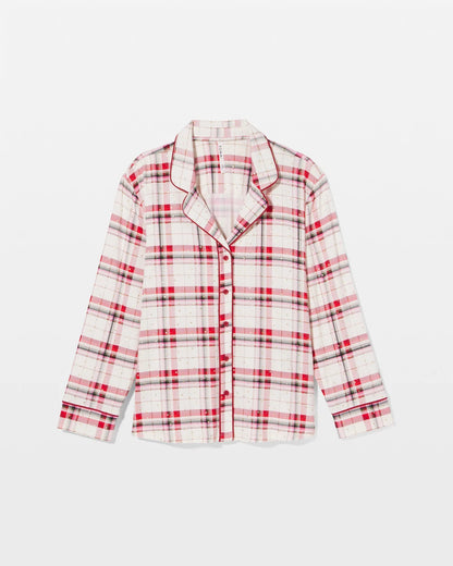 Cool Nights Long Sleeve Notch Collar with Piped Placket Pajama Top - TARTAN TEXTILE CHAMP | Soma Women