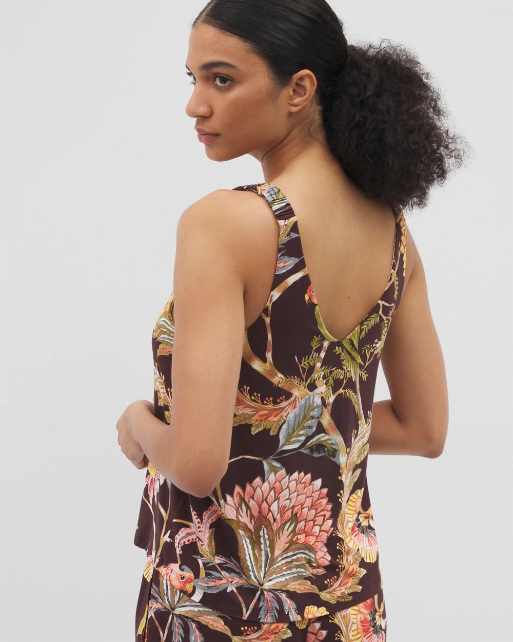 Shirred Strap Pajama Tank - PARROT-DISO PLUME G PLUM | Soma Women