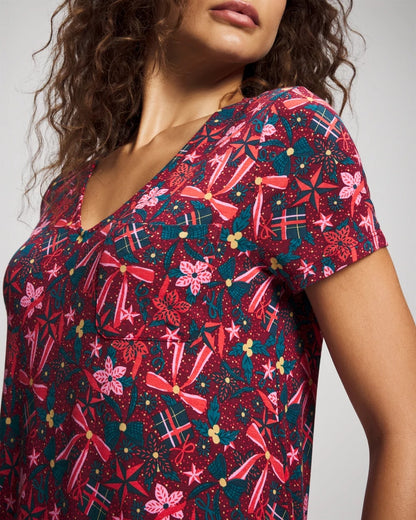 Short Sleeve Sleepshirt - HOLLY JOLLY RED VELVET | Soma Women