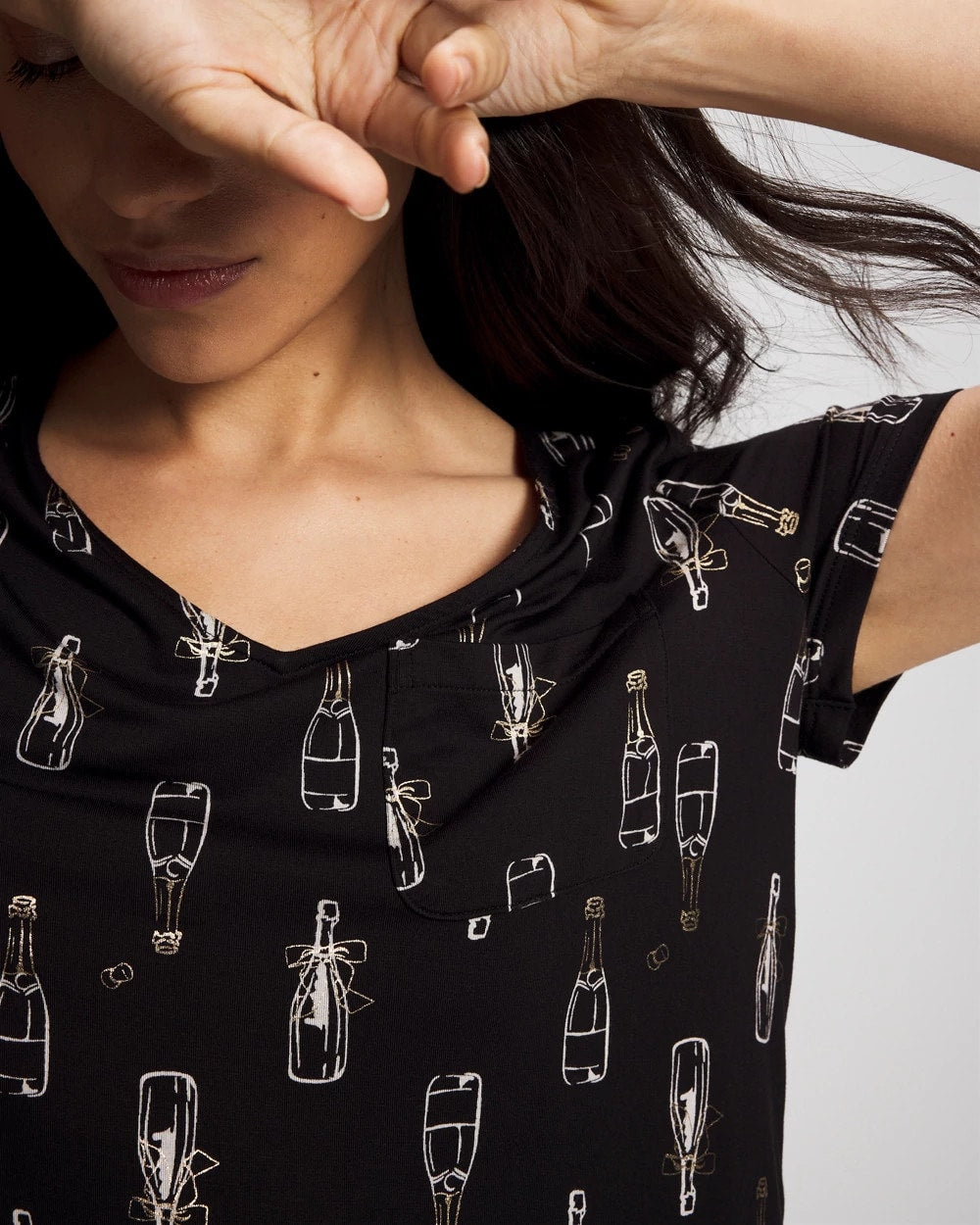 Short Sleeve Sleepshirt - CHAMPAGNE POP BLACK/FOIL | Soma Women