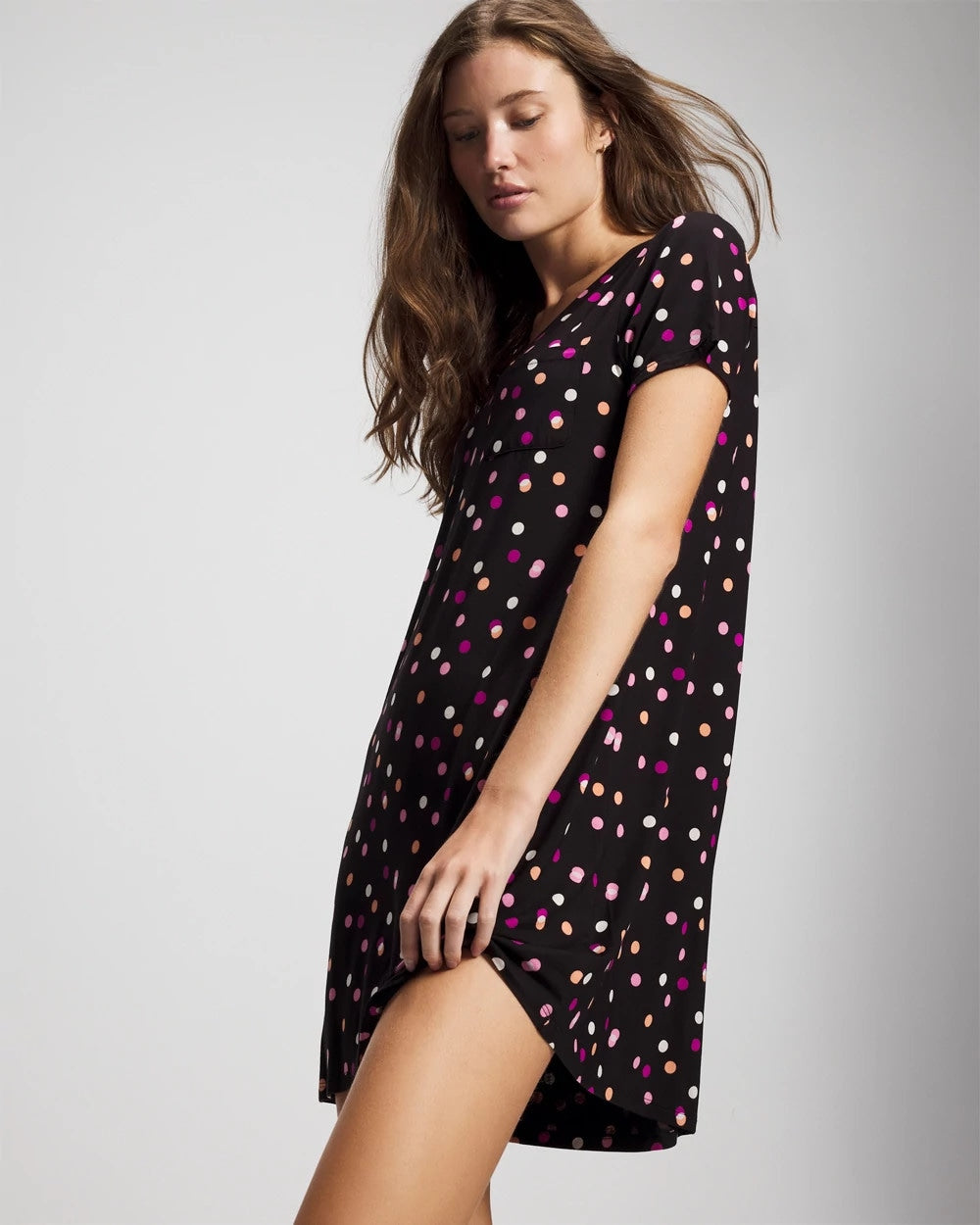 Short Sleeve Sleepshirt - DANCING DOTS BLACK | Soma Women