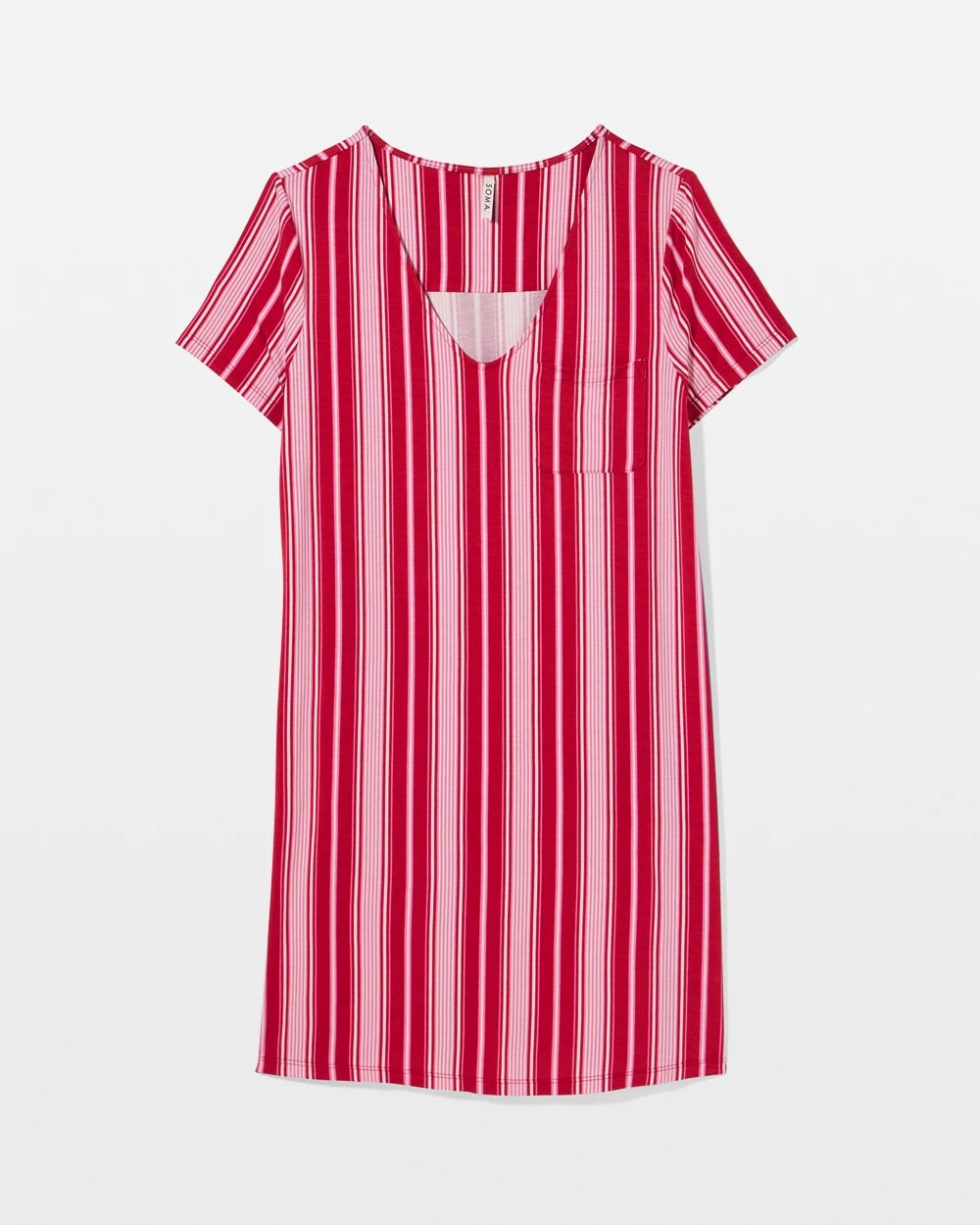 Short Sleeve Sleepshirt - SLEIGHBELL STRIPE RED | Soma Women